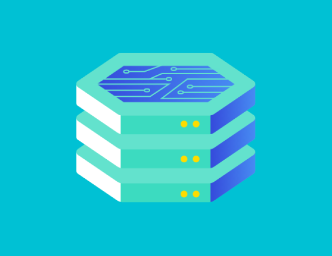 stacked hex icon on teal background